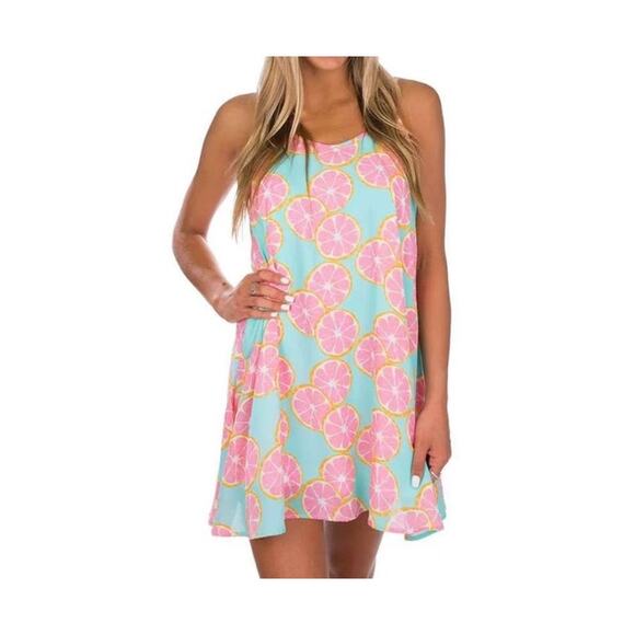 LAUREN JAMES Lola Swing Dress Main Squeeze SMALL Flowy Lined Thin Strap Summer - Picture 1 of 8